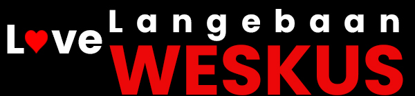 Graphic featuring the words "Love Langebaan Weskus" in bold red and white lettering on a black background.