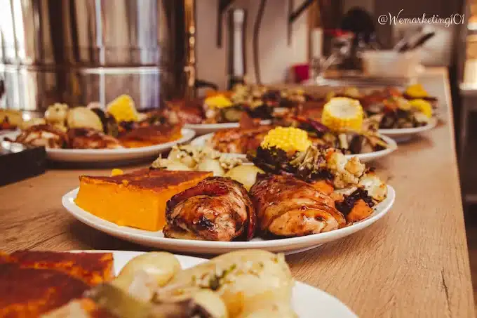 Plates of food on a table by caters Boeretroos in Langbeaan