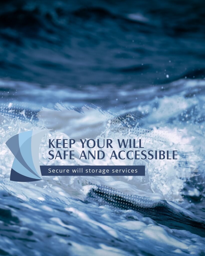 background of the sea with letters in dark blue as a promtion for P.P. Smit Attorneys in Langebaan