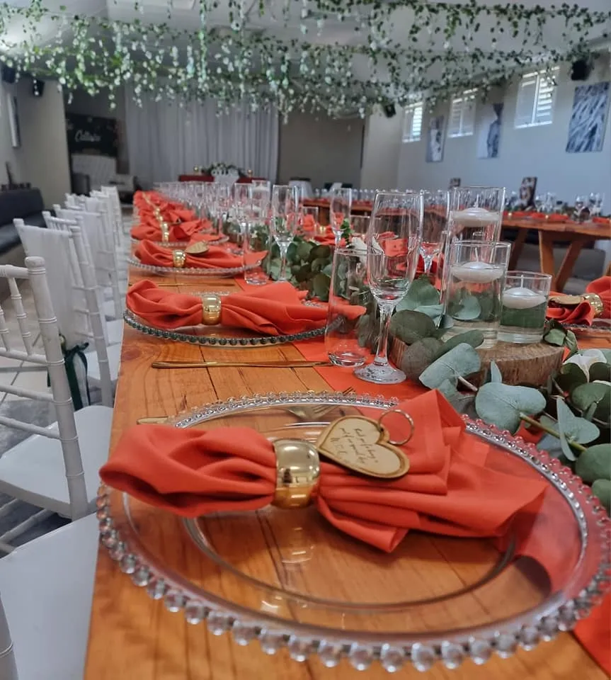 Roasted meat with a spitbraai on display on a table by Langebaan Spitbraai, Catering and Decor in Langebaan.