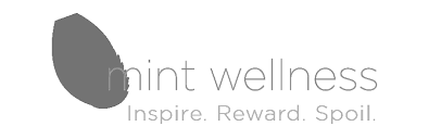 The logo of the Mint Wellness Spa in Langebaan in light grey letters on white background.