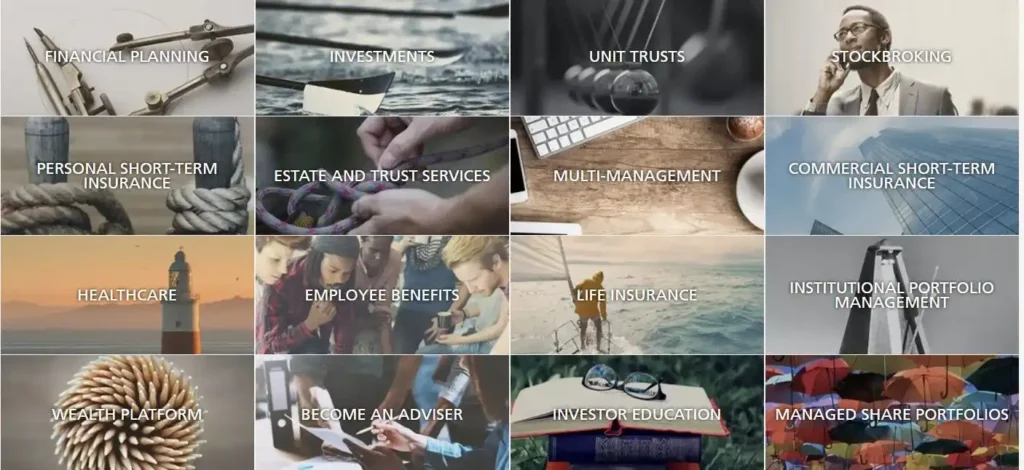 Different pictures with different services provided by PSG Wealth in Langebaan for financial services to customers.