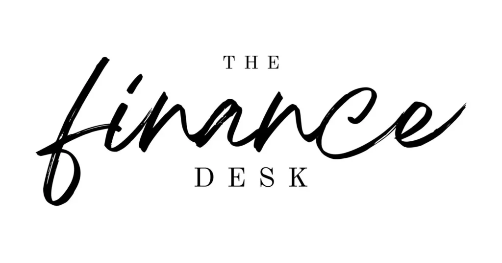 The logo of the Finance Desk in black letters on a white background.